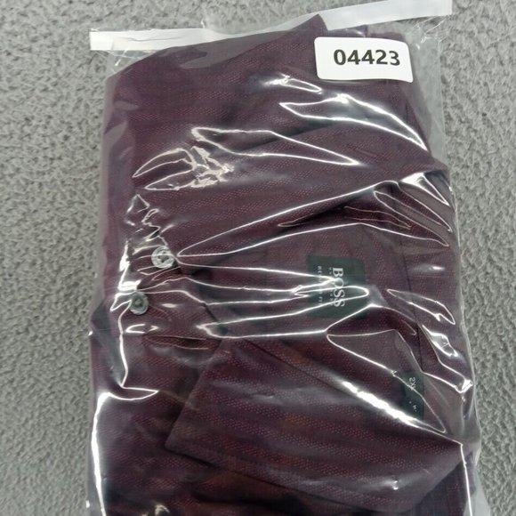 Hugo Boss Shirt Mens 2XL Maroon Red Regular Fit Button Up Dressy Business - Picture 8 of 8